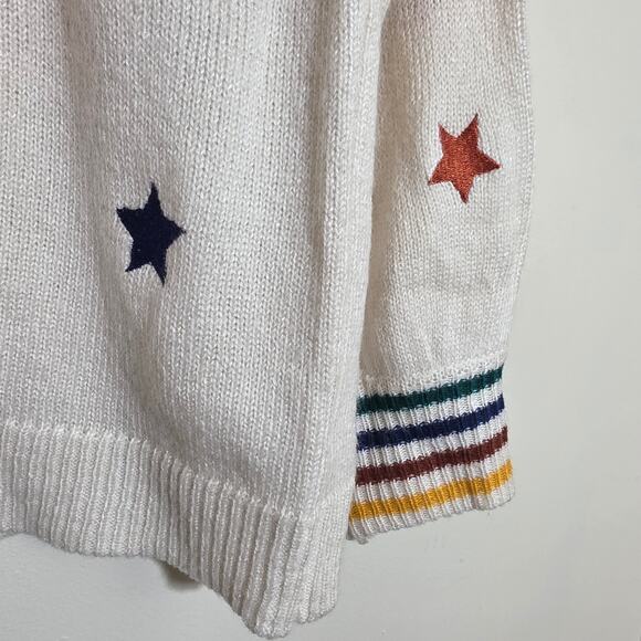 Maurices embroidered Star rainbow trim crewneck knit sweater woman's size small - Picture 7 of 14
